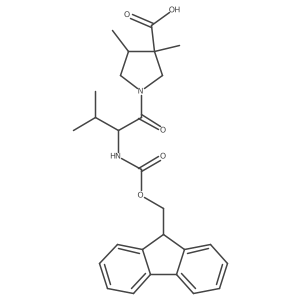 1-[(2R)-2-({[(9H-fluoren-9-yl)methoxy]carbonyl}amino)-3-methylbutanoyl]-3,4-dimethylpyrrolidine-3-carboxylic acid结构式