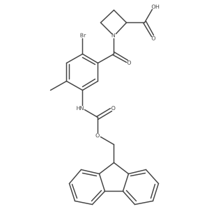 1-[2-bromo-5-({[(9H-fluoren-9-yl)methoxy]carbonyl}amino)-4-methylbenzoyl]azetidine-2-carboxylic acid结构式