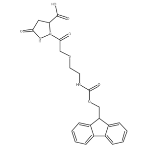 2-(2-{[2-({[(9H-fluoren-9-yl)methoxy]carbonyl}amino)ethyl]sulfanyl}acetyl)-5-oxopyrazolidine-3-carboxylic acid结构式
