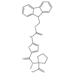 1-[N-methyl2-({[(9H-fluoren-9-yl)methoxy]carbonyl}amino)-1,3-thiazole-5-amido]cyclopentane-1-carboxylic acid结构式