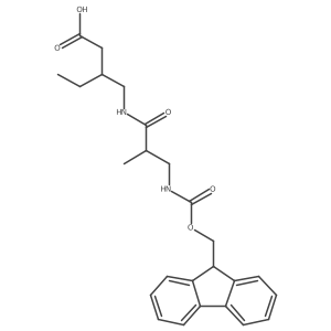 3-{[3-({[(9H-fluoren-9-yl)methoxy]carbonyl}amino)-2-methylpropanamido]methyl}pentanoic acid Structure