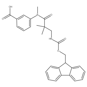 3-[3-({[(9H-fluoren-9-yl)methoxy]carbonyl}amino)-N,2,2-trimethylpropanamido]benzoic acid Structure