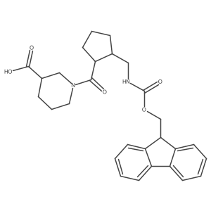 (3S)-1-[(1RS,2SR)-2-[({[(9H-fluoren-9-yl)methoxy]carbonyl}amino)methyl]cyclopentanecarbonyl]piperidine-3-carboxylic acid结构式