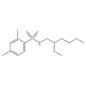 4-fluoro-N-[2-methoxy-4-(methylsulfanyl)butyl]-2-methylbenzene-1-sulfonamide结构式
