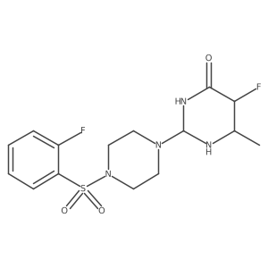 5-Fluoro-2-[4-(2-fluorophenyl)sulfonylpiperazin-1-yl]-6-methyl-1,3-diazinan-4-one结构式