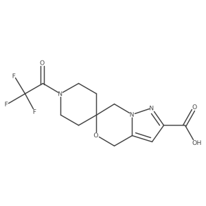 1-(2,2,2-Trifluoroacetyl)-4',7'-dihydrospiro[piperidine-4,6'-pyrazolo[3,2-c][1,4]oxazine]-2'-carboxylic acid结构式