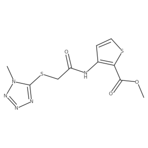 methyl 3-({[(1-methyl-1H-tetraazol-5-yl)sulfanyl]acetyl}amino)-2-thiophenecarboxylate结构式