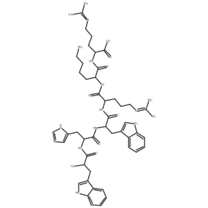 L-Tryptophyl-L-histidyl-L-tryptophyl-N~5~-(diaminomethylidene)-L-ornithyl-L-lysyl-N~5~-(diaminomethylidene)-L-ornithine Structure