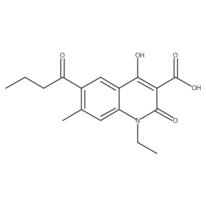3-Quinolinecarboxylic acid, 1-ethyl-1,2-dihydro-4-hydroxy-7-methyl-2-oxo-6-(1-oxobutyl)- Structure