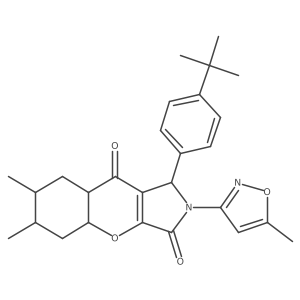 1-(4-tert-butylphenyl)-6,7-dimethyl-2-(5-methyl-1,2-oxazol-3-yl)-4a,5,6,7,8,8a-hexahydro-1H-chromeno[2,3-c]pyrrole-3,9-dione结构式