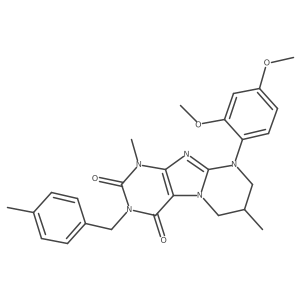 9-(2,4-dimethoxyphenyl)-1,7-dimethyl-3-(4-methylbenzyl)-6,7,8,9-tetrahydropyrimido[2,1-f]purine-2,4(1H,3H)-dione结构式