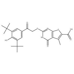 2-((2-(3,5-Di-tert-butyl-4-hydroxyphenyl)-2-oxoethyl)thio)-5-methyl-4-oxo-3,4-dihydrothieno[2,3-d]pyrimidine-6-carboxylic acid结构式