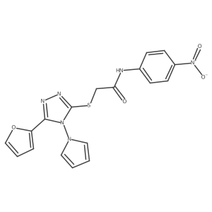 2-{[5-(furan-2-yl)-4-(1H-pyrrol-1-yl)-4H-1,2,4-triazol-3-yl]sulfanyl}-N-(4-nitrophenyl)acetamide Structure