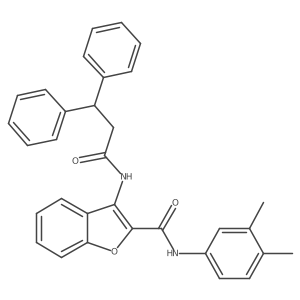 N-(3,4-dimethylphenyl)-3-(3,3-diphenylpropanamido)-1-benzofuran-2-carboxamide结构式