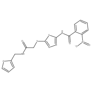 N-[5-[2-(furan-2-ylmethylamino)-2-oxoethyl]sulfanyl-1,3,4-thiadiazol-2-yl]-2-nitrobenzamide Structure