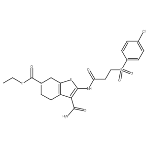ethyl 3-carbamoyl-2-(3-((4-chlorophenyl)sulfonyl)propanamido)-4,5-dihydrothieno[2,3-c]pyridine-6(7H)-carboxylate结构式
