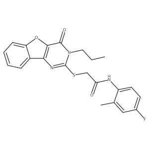 N-(4-fluoro-2-methylphenyl)-2-((4-oxo-3-propyl-3,4-dihydrobenzofuro[3,2-d]pyrimidin-2-yl)thio)acetamide结构式