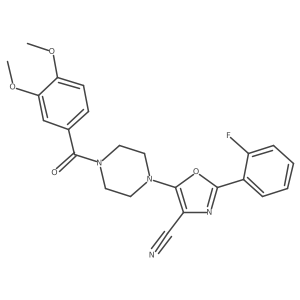 5-(4-(3,4-Dimethoxybenzoyl)piperazin-1-yl)-2-(2-fluorophenyl)oxazole-4-carbonitrile结构式