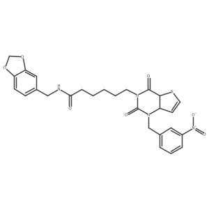 N-(1,3-benzodioxol-5-ylmethyl)-6-[1-[(3-nitrophenyl)methyl]-2,4-dioxo-4a,7a-dihydrothieno[3,2-d]pyrimidin-3-yl]hexanamide Structure
