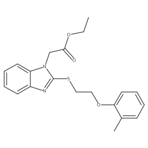 Ethyl 2-{2-[2-(2-methylphenoxy)ethylthio]benzimidazolyl}acetate Structure