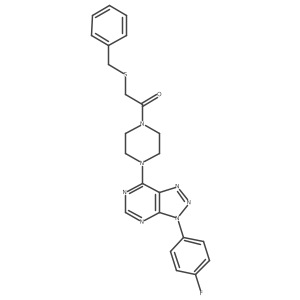 2-(benzylthio)-1-(4-(3-(4-fluorophenyl)-3H-[1,2,3]triazolo[4,5-d]pyrimidin-7-yl)piperazin-1-yl)ethanone Structure