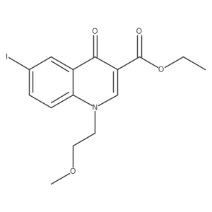 Ethyl 6-iodo-1-[2-(methyloxy)ethyl]-4-oxo-1,4-dihydro-3-quinolinecarboxylate结构式