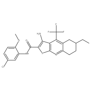 3-amino-N-(5-chloro-2-methoxyphenyl)-6-ethyl-4-(trifluoromethyl)-5,6,7,8-tetrahydrothieno[2,3-b]quinoline-2-carboxamide Structure