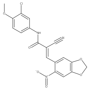 N-(3-chloro-4-methoxyphenyl)-2-cyano-3-(6-nitro-1,3-dioxaindan-5-yl)prop-2-enamide结构式