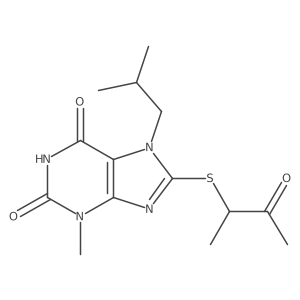 7-isobutyl-3-methyl-8-((3-oxobutan-2-yl)thio)-1H-purine-2,6(3H,7H)-dione结构式