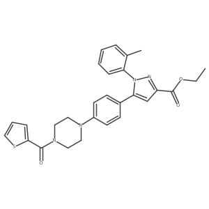 Ethyl 5-(4-(4-(thiophene-2-carbonyl)piperazin-1-yl)phenyl)-1-(o-tolyl)-1H-pyrazole-3-carboxylate Structure