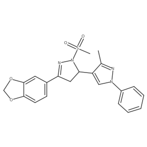 5-(2H-1,3-benzodioxol-5-yl)-2-methanesulfonyl-3'-methyl-1'-phenyl-3,4-dihydro-1'H,2H-3,4'-bipyrazole Structure
