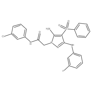2-(5-amino-3-((3-fluorophenyl)amino)-4-(phenylsulfonyl)-1H-pyrazol-1-yl)-N-(3-chlorophenyl)acetamide Structure