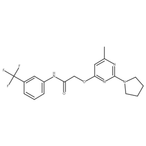 2-((6-methyl-2-(pyrrolidin-1-yl)pyrimidin-4-yl)oxy)-N-(3-(trifluoromethyl)phenyl)acetamide结构式
