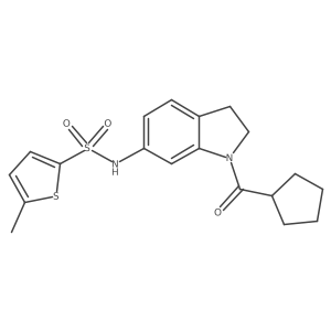 N-(1-(cyclopentanecarbonyl)indolin-6-yl)-5-methylthiophene-2-sulfonamide Structure
