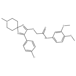 2-((3-(4-chlorophenyl)-8-methyl-1,4,8-triazaspiro[4.5]deca-1,3-dien-2-yl)thio)-N-(3,4-dimethoxyphenyl)acetamide Structure