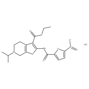 Ethyl 6-isopropyl-2-(5-nitrofuran-2-carboxamido)-4,5,6,7-tetrahydrothieno[2,3-c]pyridine-3-carboxylate hydrochloride Structure