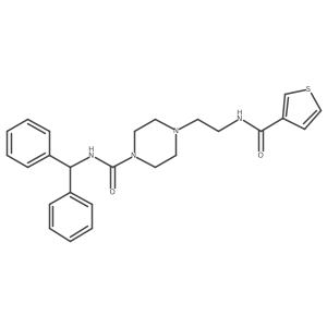 N-benzhydryl-4-(2-(thiophene-3-carboxamido)ethyl)piperazine-1-carboxamide结构式