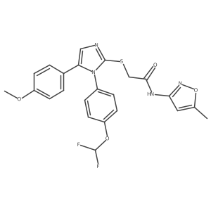 2-((1-(4-(difluoromethoxy)phenyl)-5-(4-methoxyphenyl)-1H-imidazol-2-yl)thio)-N-(5-methylisoxazol-3-yl)acetamide结构式