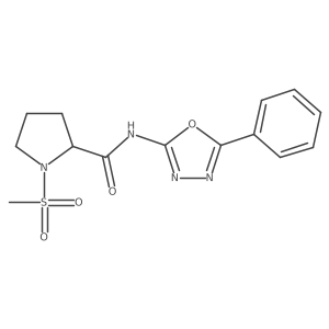 1-(methylsulfonyl)-N-(5-phenyl-1,3,4-oxadiazol-2-yl)pyrrolidine-2-carboxamide结构式