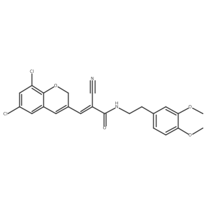 (Z)-2-cyano-3-(6,8-dichloro-2H-chromen-3-yl)-N-[2-(3,4-dimethoxyphenyl)ethyl]prop-2-enamide结构式