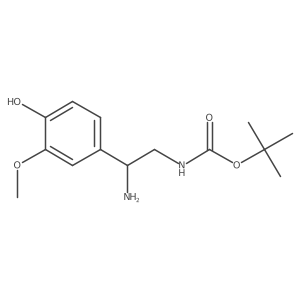 tert-butyl N-[2-amino-2-(4-hydroxy-3-methoxyphenyl)ethyl]carbamate结构式
