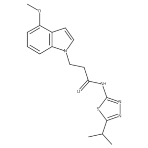 3-(4-methoxy-1H-indol-1-yl)-N-[(2Z)-5-(propan-2-yl)-1,3,4-thiadiazol-2(3H)-ylidene]propanamide结构式