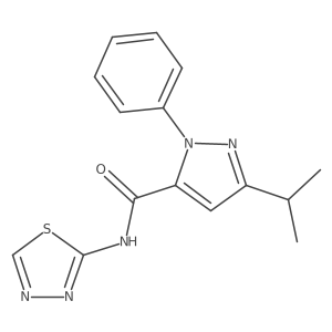1-phenyl-3-(propan-2-yl)-N-[(2Z)-1,3,4-thiadiazol-2(3H)-ylidene]-1H-pyrazole-5-carboxamide结构式