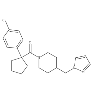(4-((1H-pyrazol-1-yl)methyl)piperidin-1-yl)(1-(4-chlorophenyl)cyclopentyl)methanone Structure