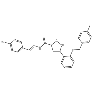 N-[(Z)-(4-hydroxyphenyl)methylideneamino]-5-[2-[(4-methylphenyl)methoxy]phenyl]pyrazolidine-3-carboxamide Structure