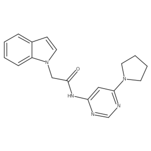 2-(1H-indol-1-yl)-N-(6-(pyrrolidin-1-yl)pyrimidin-4-yl)acetamide结构式