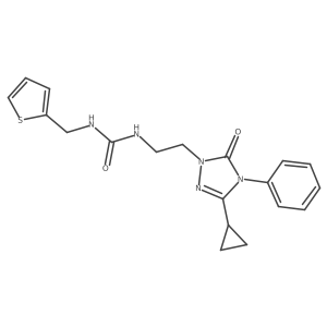 1-(2-(3-cyclopropyl-5-oxo-4-phenyl-4,5-dihydro-1H-1,2,4-triazol-1-yl)ethyl)-3-(thiophen-2-ylmethyl)urea结构式