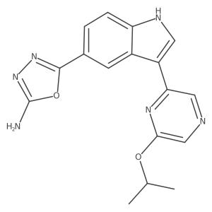 5-[3-(6-propan-2-yloxypyrazin-2-yl)-1H-indol-5-yl]-1,3,4-oxadiazol-2-amine结构式
