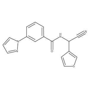 N-[cyano(thiophen-3-yl)methyl]-3-(1H-pyrazol-1-yl)benzamide结构式