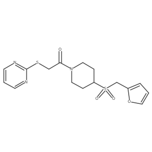 1-(4-((Furan-2-ylmethyl)sulfonyl)piperidin-1-yl)-2-(pyrimidin-2-ylthio)ethanone Structure